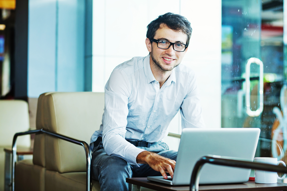 entrepreneur with his laptop